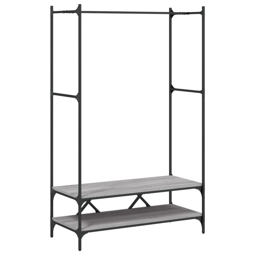 vidaXL Garment Rack with Shelves Engineered Wood Black
