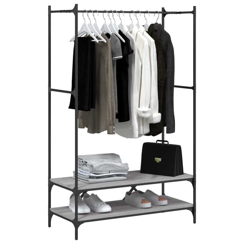 vidaXL Garment Rack with Shelves Engineered Wood Black