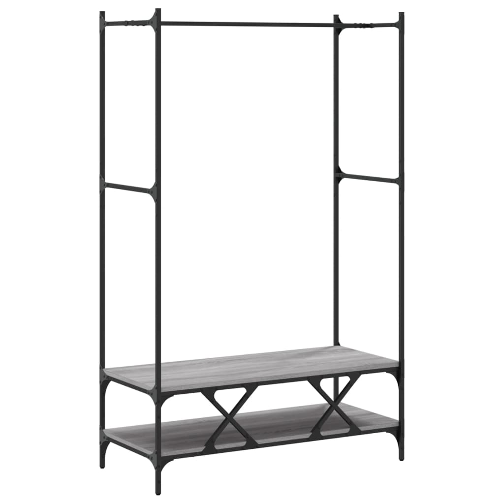 vidaXL Garment Rack with Shelves Engineered Wood Black