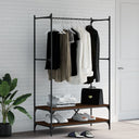 vidaXL Garment Rack with Shelves Engineered Wood Black