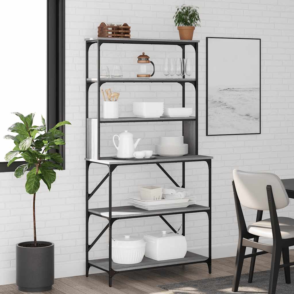 vidaXL Baker's Rack 6-tier 90x40x180 cm engineered wood smoked oak