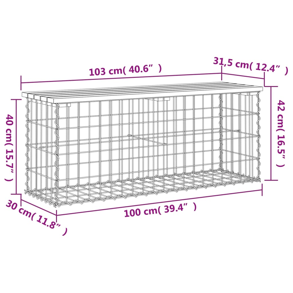 vidaXL Tuinbank schanskorfontwerp 33x31x42 cm massief grenenhout