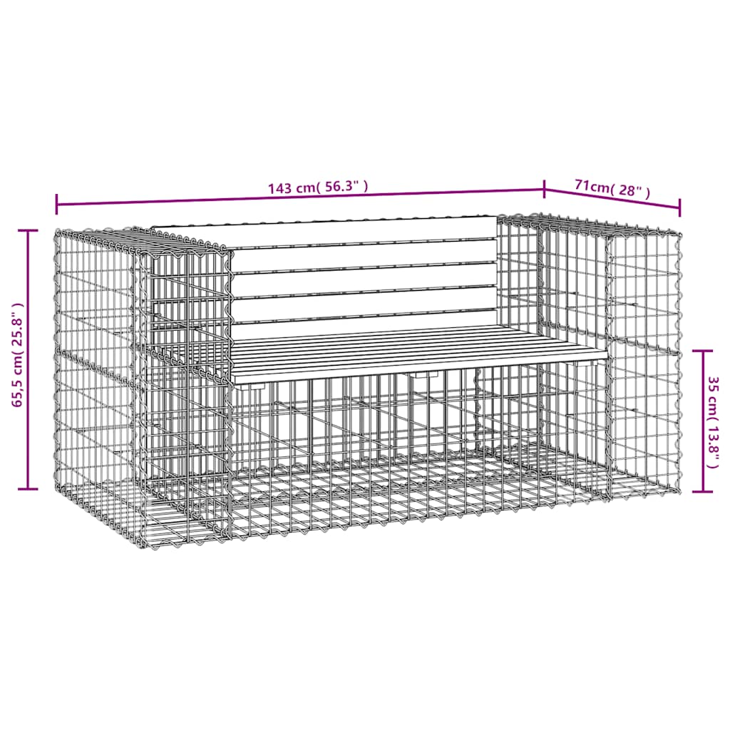 vidaXL Tuinbank schanskorfontwerp 103x70x65 cm massief grenenhout