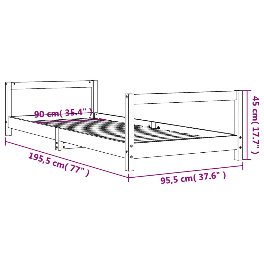 vidaXL Kids Bed Frame 80x200 cm Solid Pine Wood