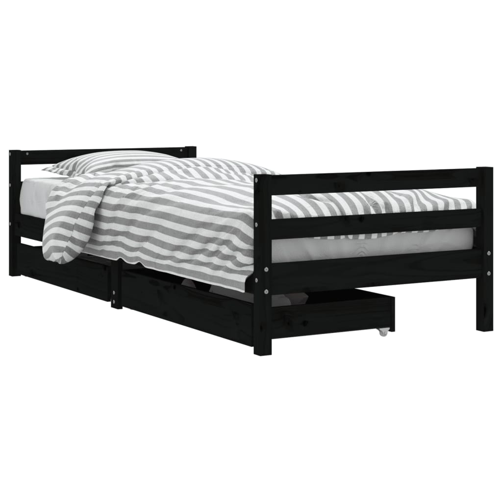 vidaXL Kids Bed Frame with Drawers 80x200 cm Solid Pine Wood