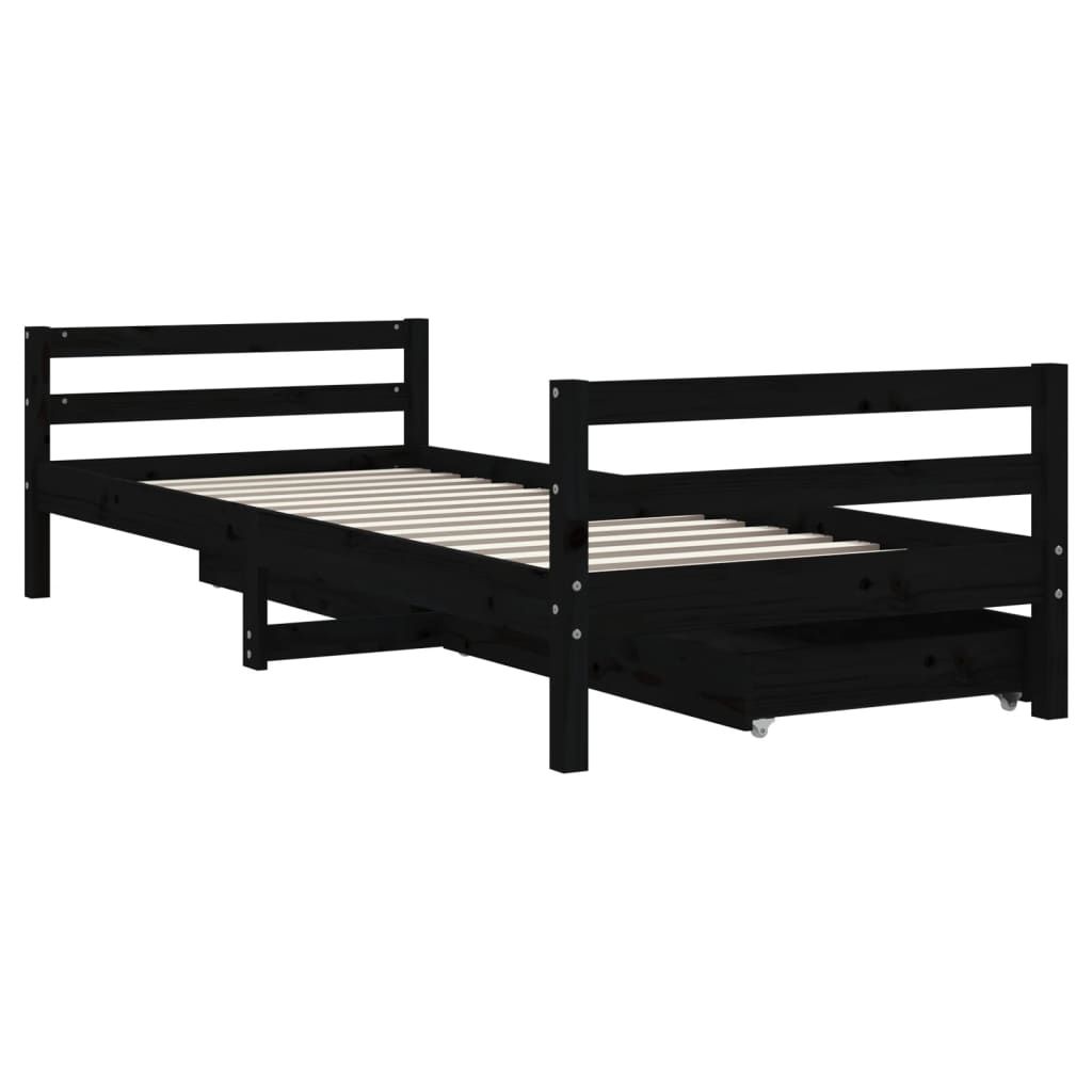 vidaXL Kids Bed Frame with Drawers 80x200 cm Solid Pine Wood