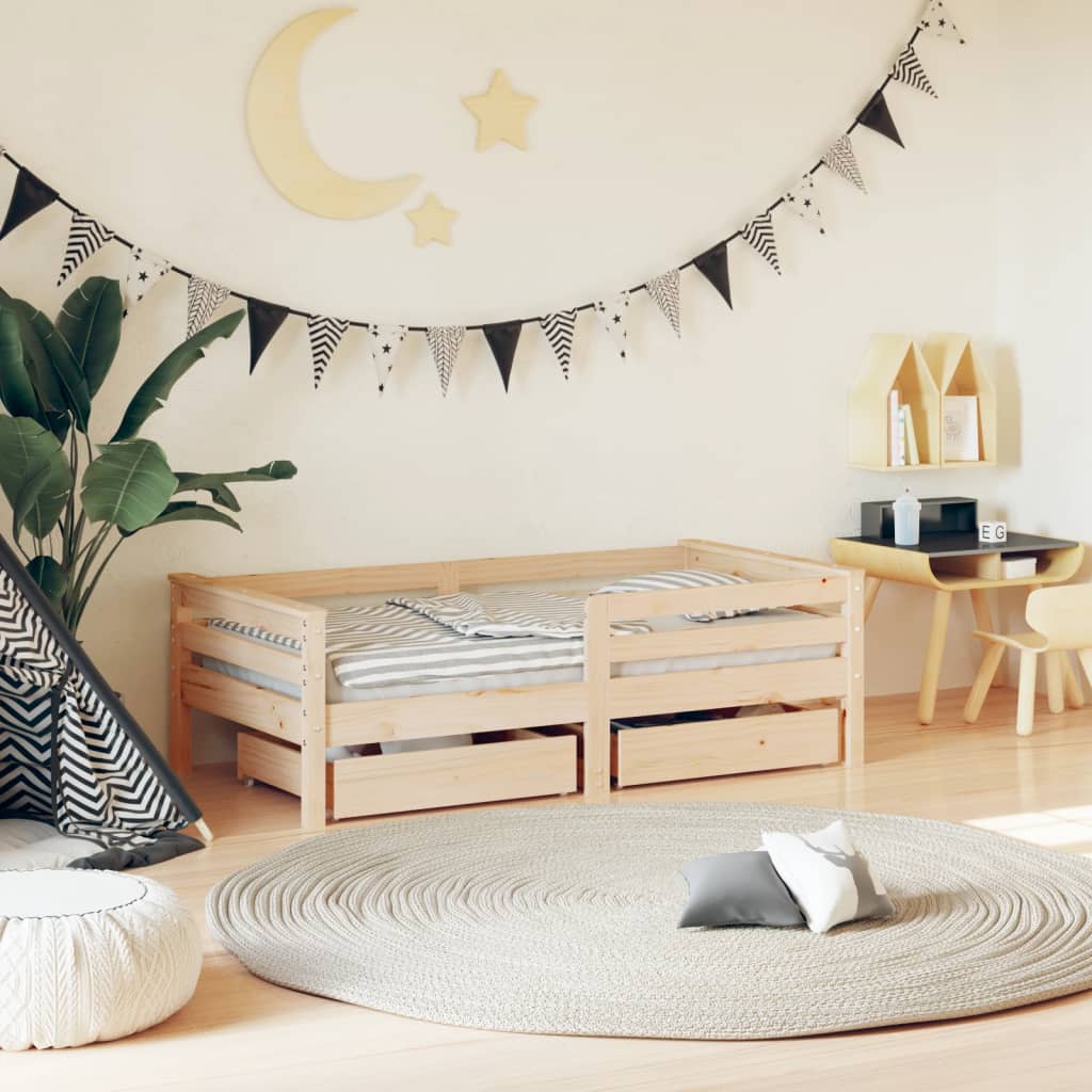 vidaXL Kids Bed Frame with Drawers 80x200 cm Solid Pine Wood