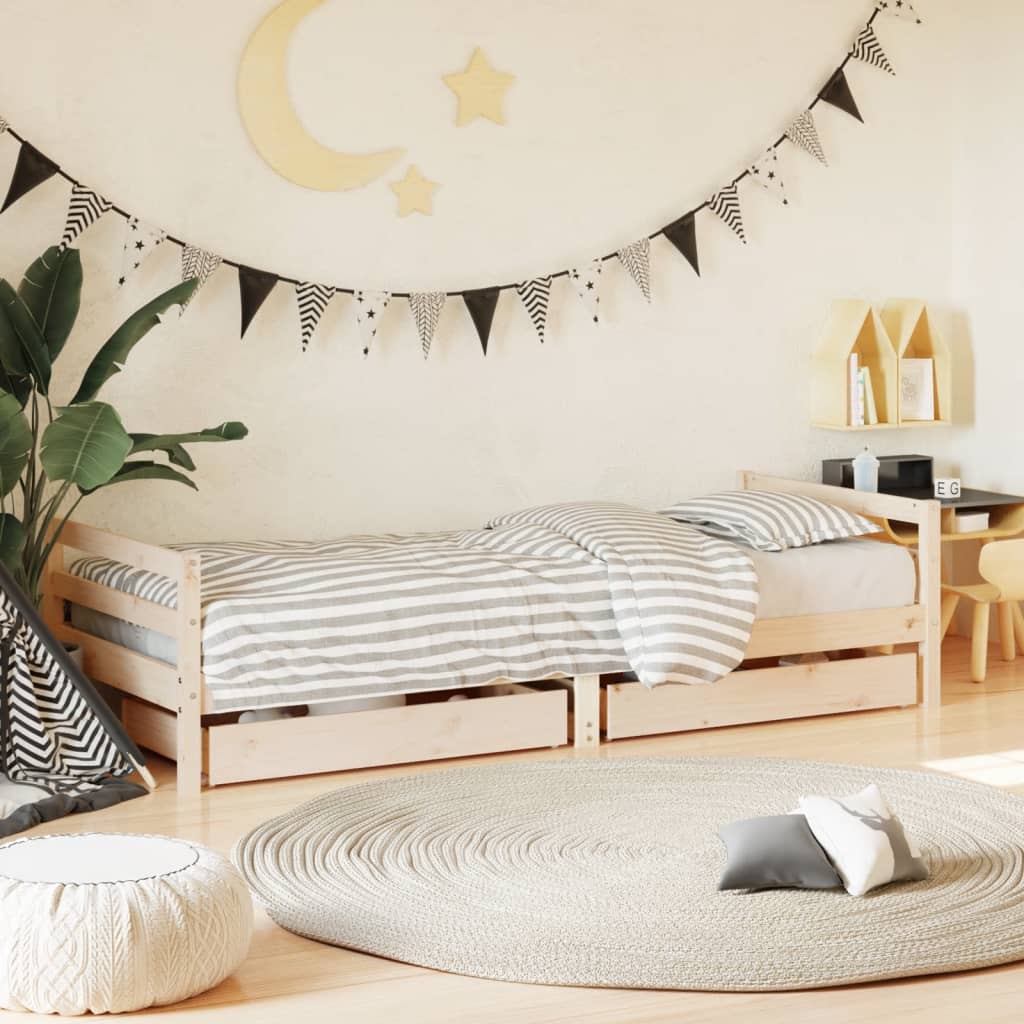 vidaXL Kids Bed Frame with Drawers 80x200 cm Solid Pine Wood