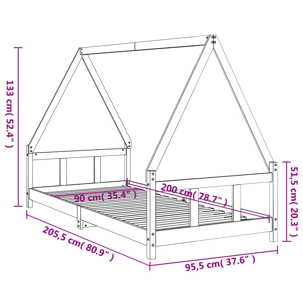 vidaXL Kinderbedframe 80x200 cm massief grenenhout