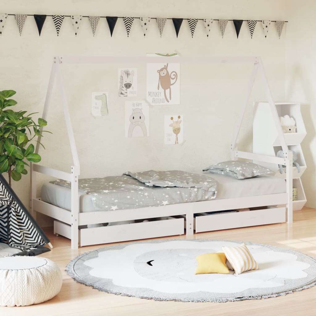 vidaXL Kinderbedframe met lades 80x200 cm massief grenenhout