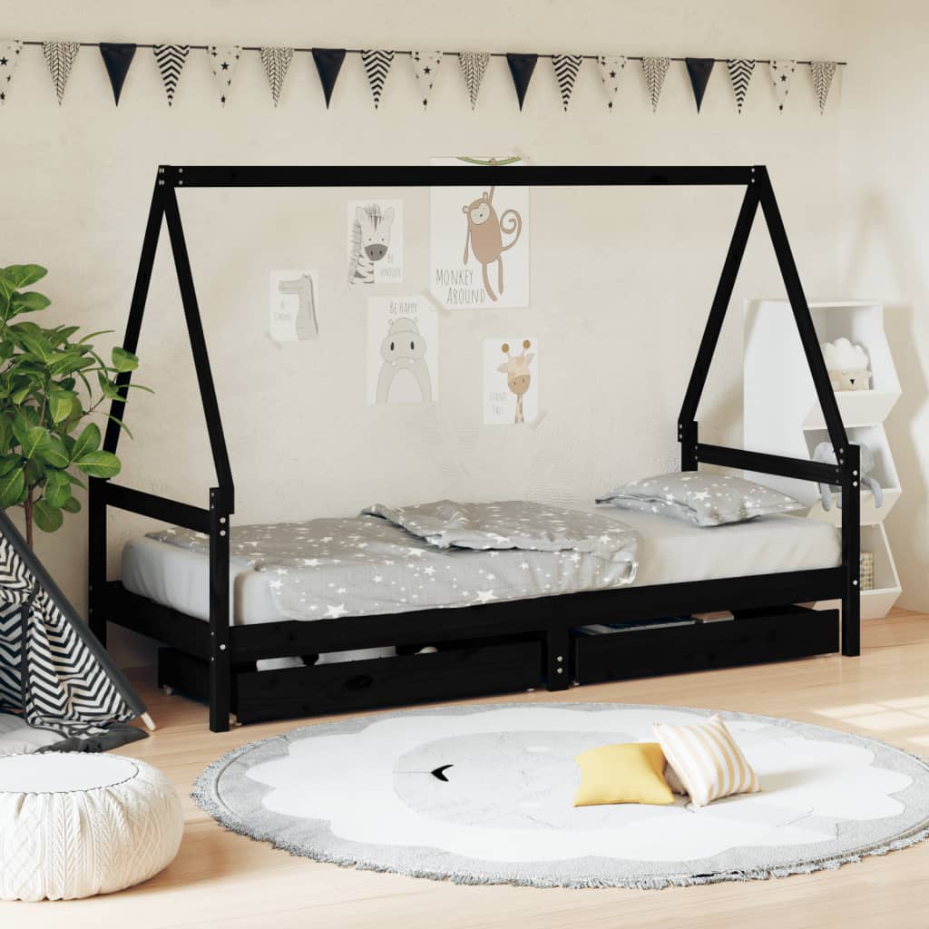 vidaXL Kinderbedframe met lades 80x200 cm massief grenenhout