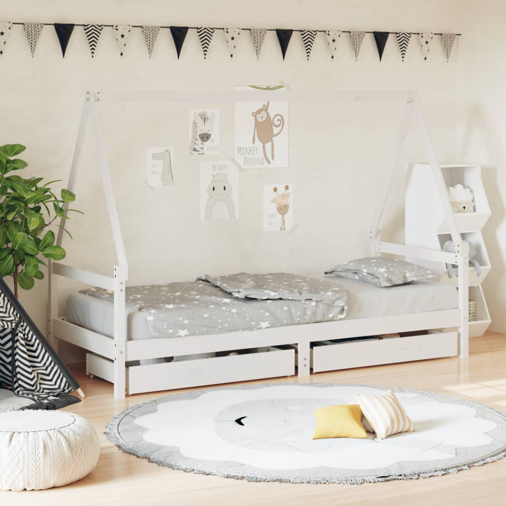 vidaXL Kinderbedframe met lades 80x200 cm massief grenenhout