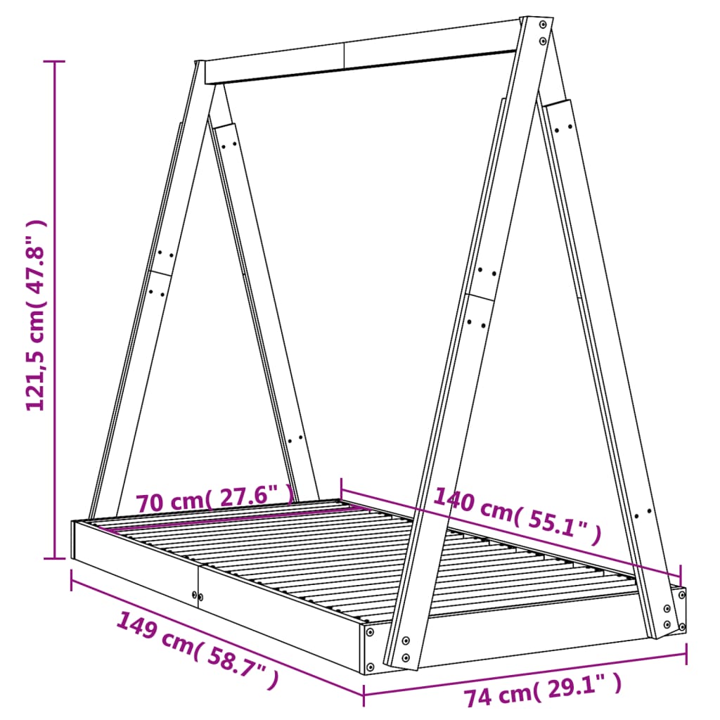 vidaXL Kinderbedframe 70x140 cm massief grenenhout