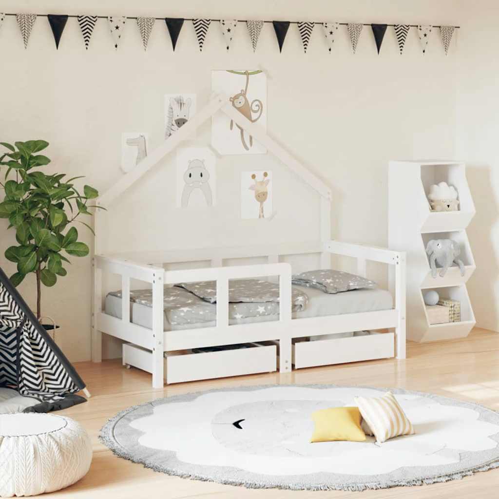 vidaXL Kinderbedframe met lades 70x140 cm massief grenenhout