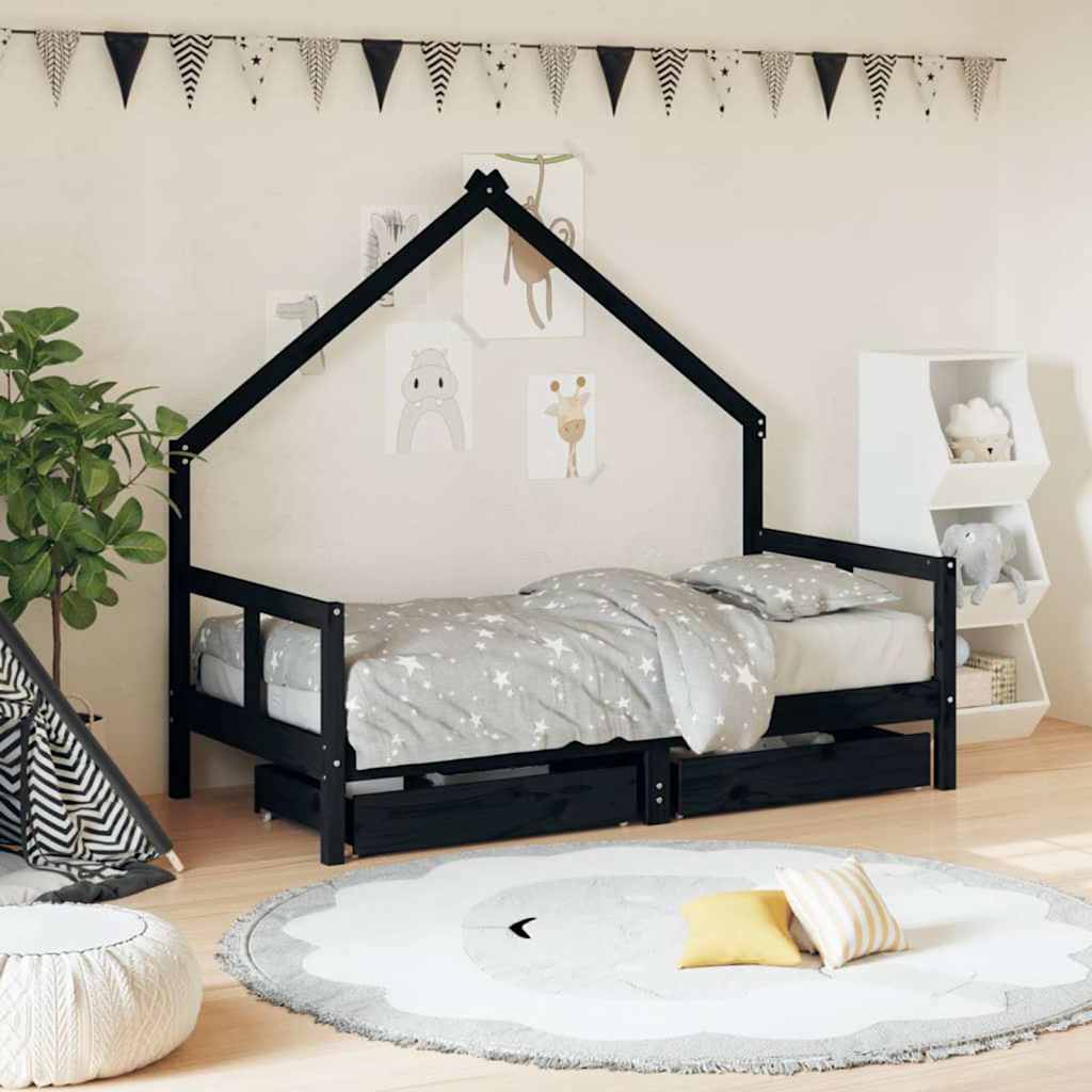 vidaXL Kinderbedframe met lades 70x140 cm massief grenenhout