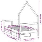 vidaXL Kinderbedframe met lades 70x140 cm massief grenenhout