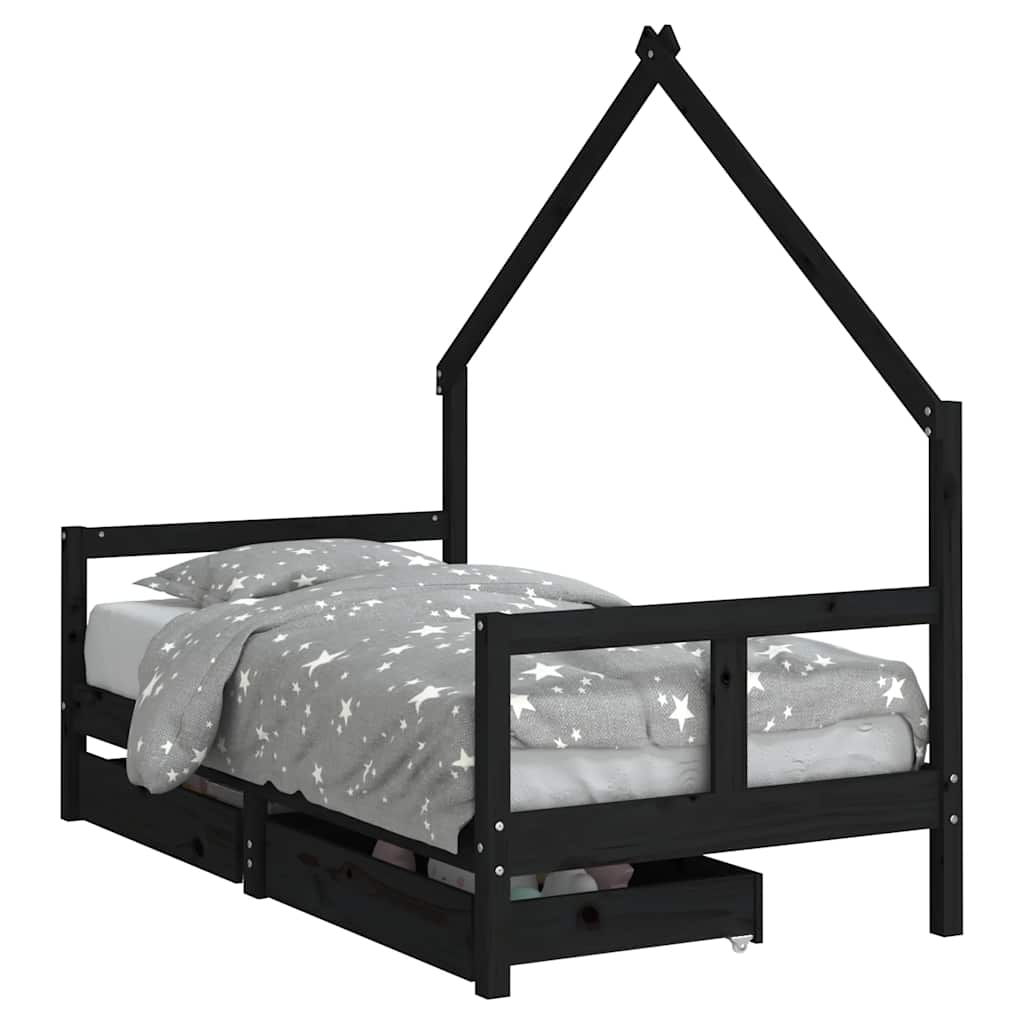 vidaXL Kinderbedframe met lades 70x140 cm massief grenenhout