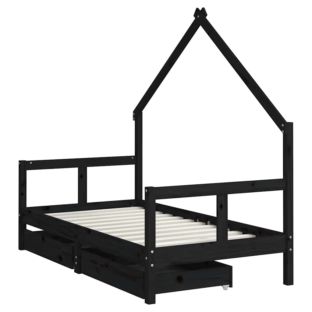 vidaXL Kinderbedframe met lades 70x140 cm massief grenenhout