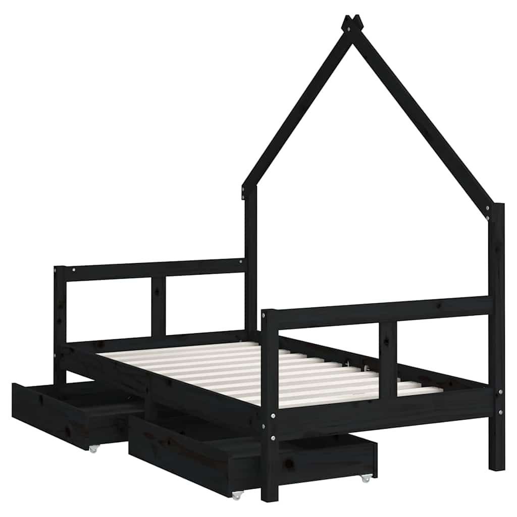 vidaXL Kinderbedframe met lades 70x140 cm massief grenenhout