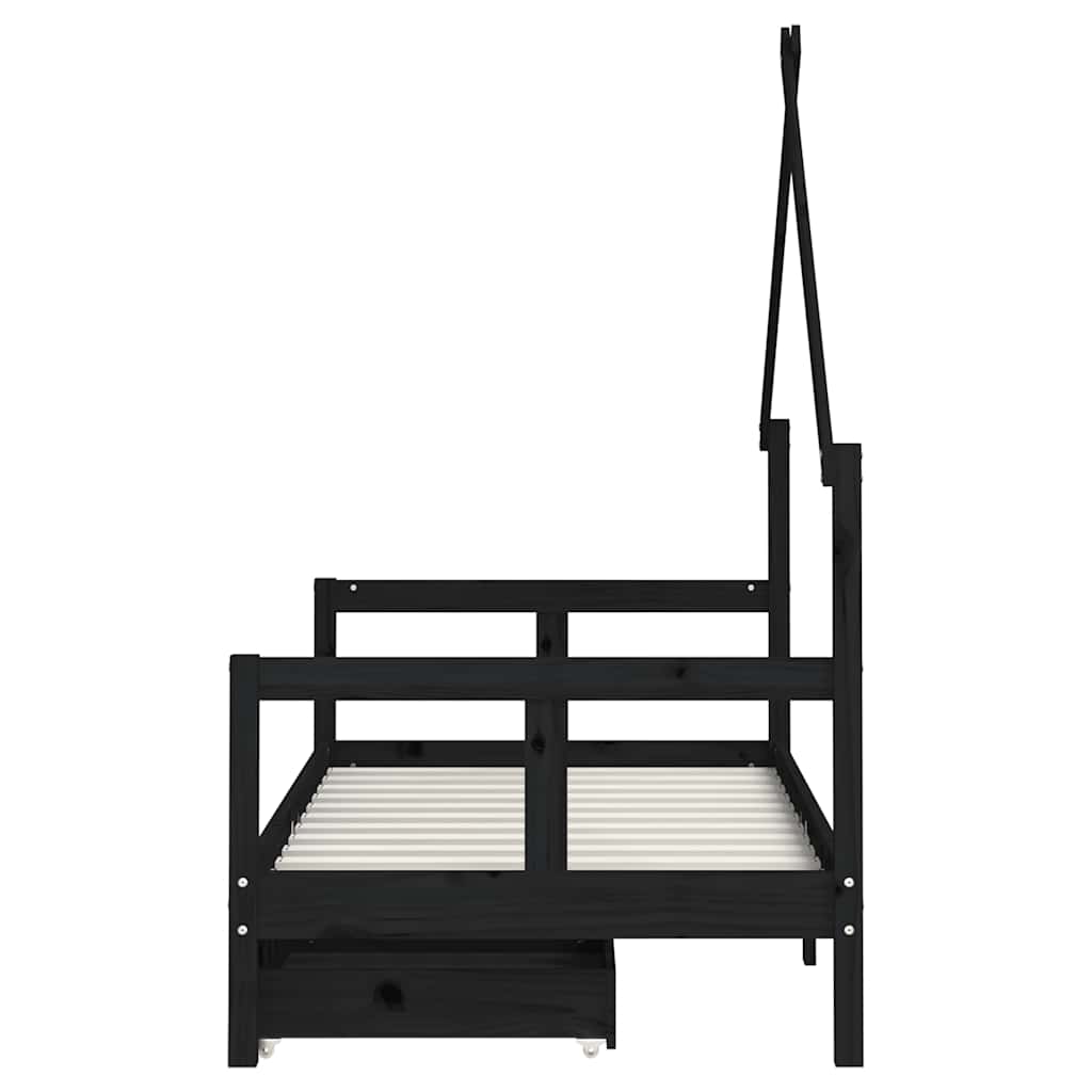 vidaXL Kinderbedframe met lades 70x140 cm massief grenenhout