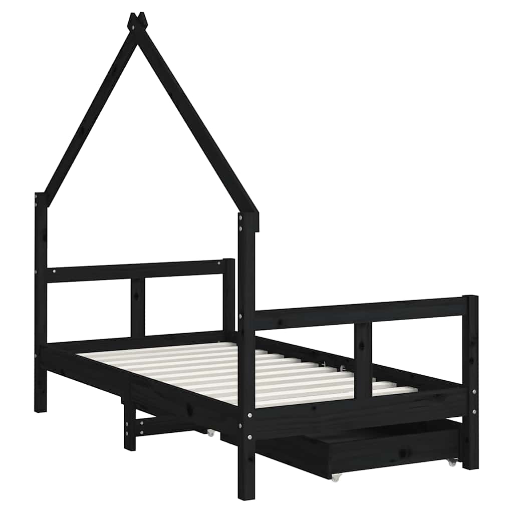 vidaXL Kinderbedframe met lades 70x140 cm massief grenenhout