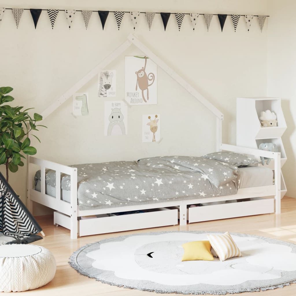 vidaXL Kinderbedframe met lades 70x140 cm massief grenenhout
