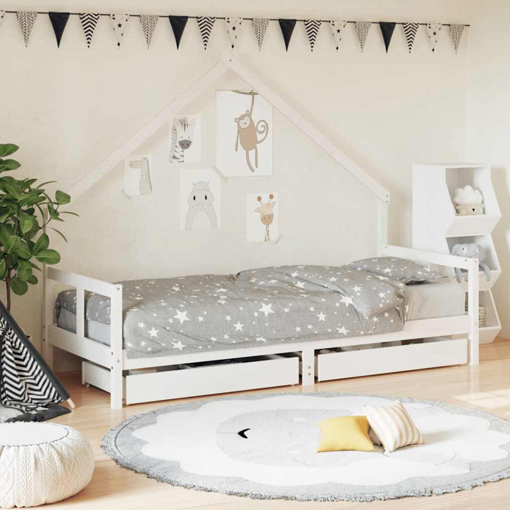 vidaXL Kinderbedframe met lades 70x140 cm massief grenenhout