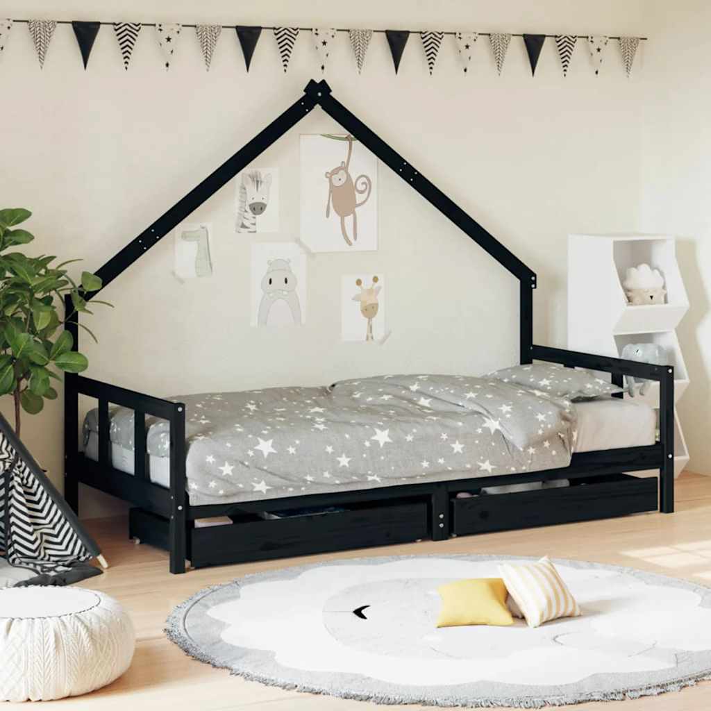vidaXL Kinderbedframe met lades 70x140 cm massief grenenhout