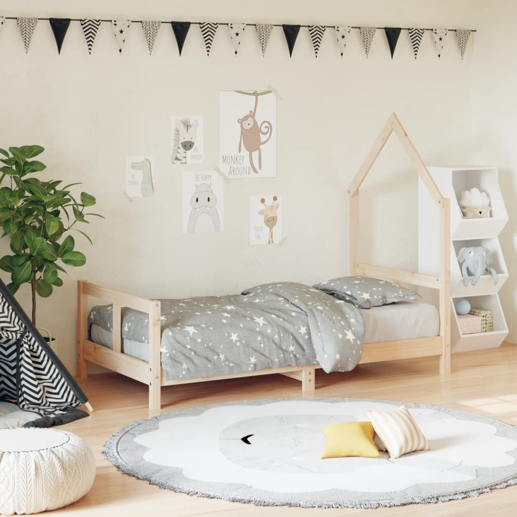 vidaXL Kinderbedframe 80x160 cm massief grenenhout zwart