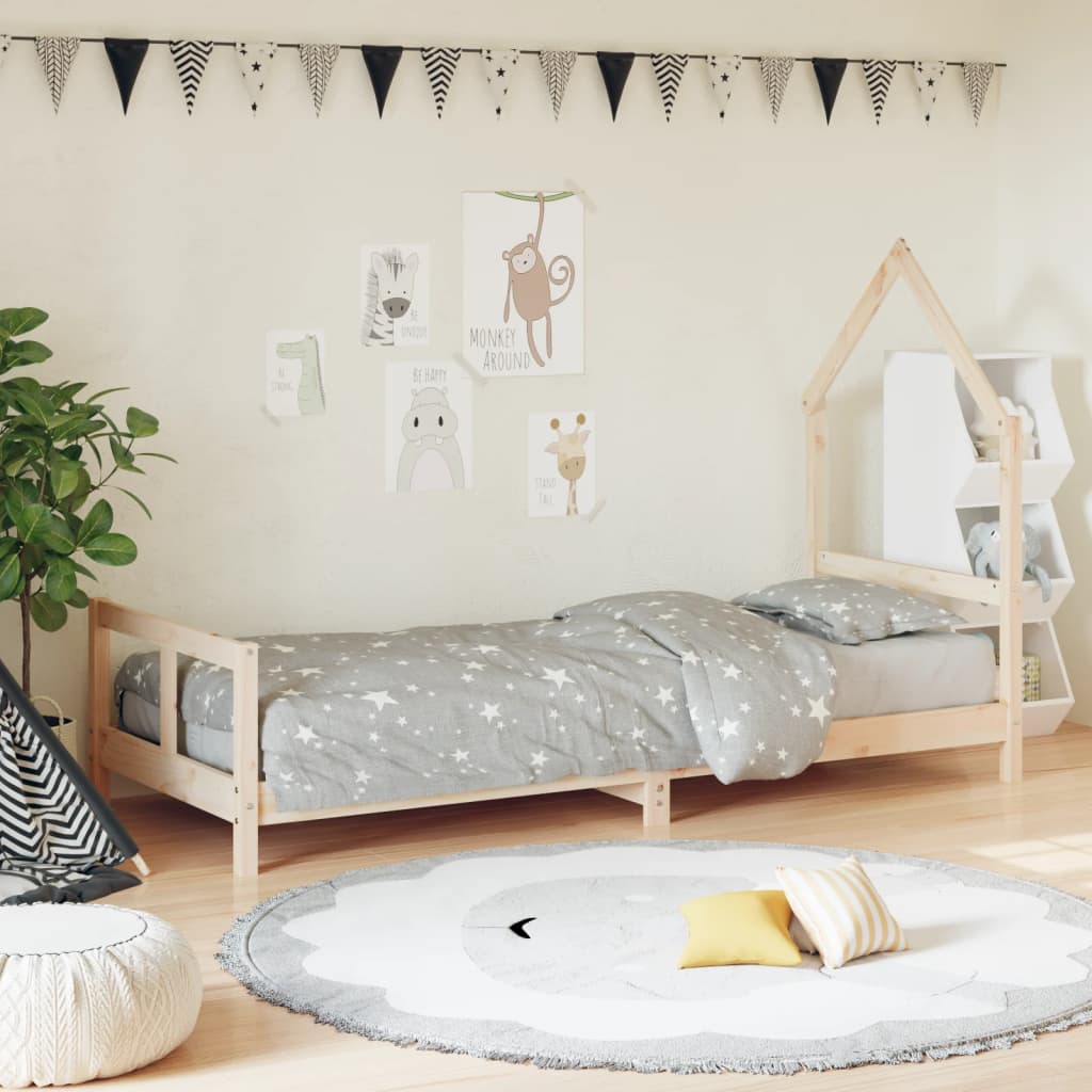 vidaXL Kinderbedframe 80x160 cm massief grenenhout zwart