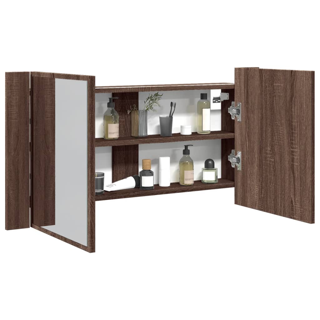 vidaXL Badkamerkast met spiegel en LED 90x12x45 cm acryl wit