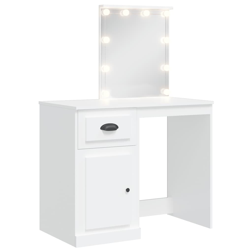 vidaXL Kaptafel met LED-verlichting 90x42x132,5 cm wit