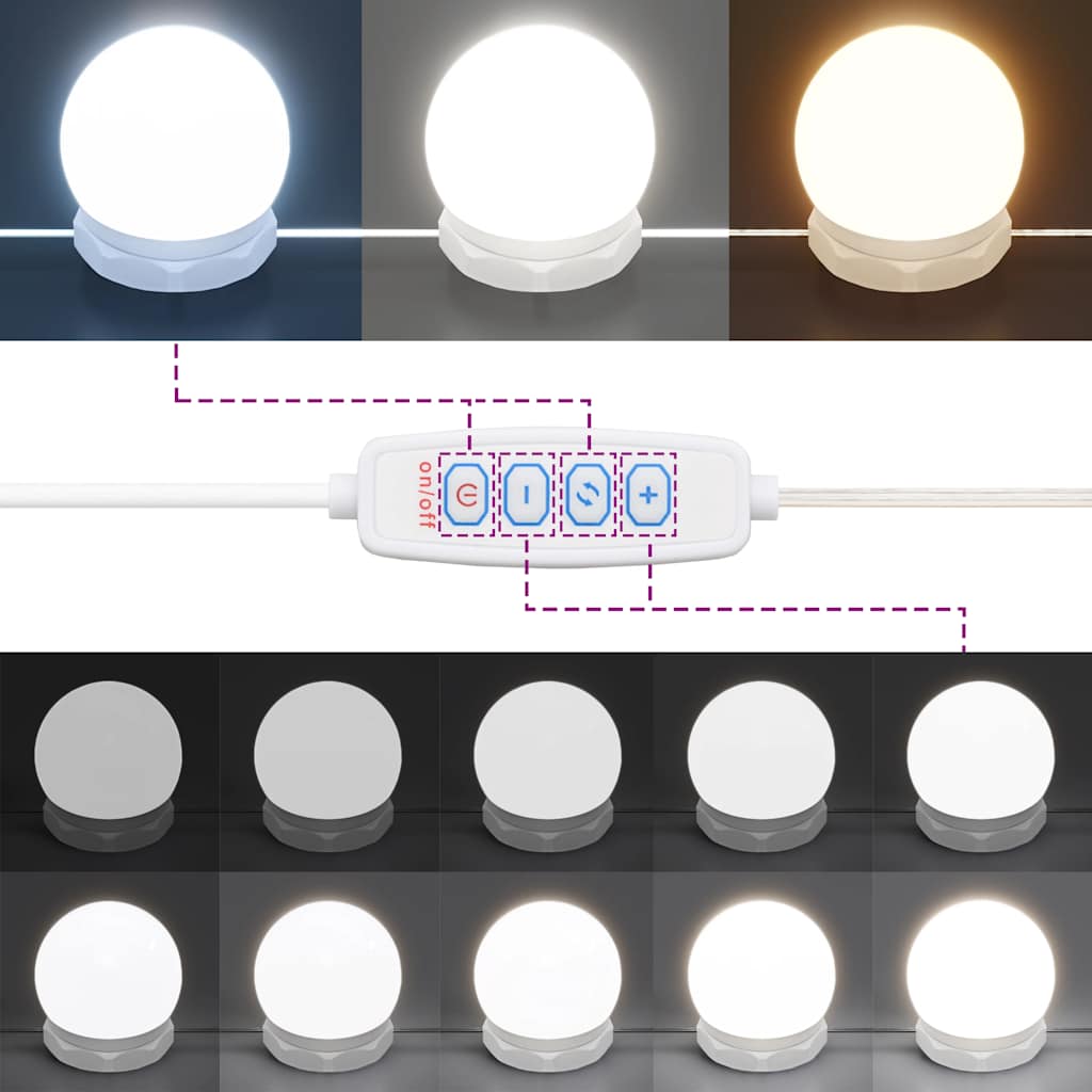 vidaXL Kaptafel met LED-verlichting 90x42x132,5 cm wit