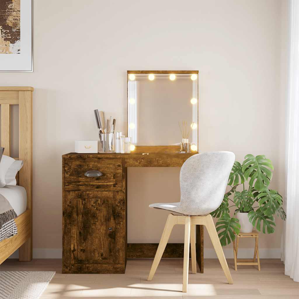 vidaXL Kaptafel met LED-verlichting 90x42x132,5 cm wit