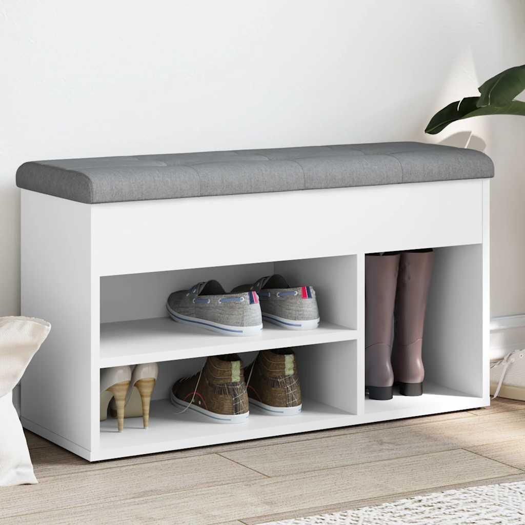 vidaXL Shoe Bench White 82x32x45.5 cm Engineered Wood