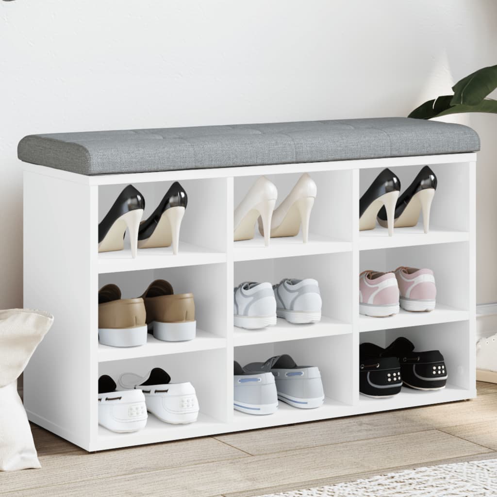 vidaXL Schoenenbank Wit 82x32x50 cm Bewerkt Hout