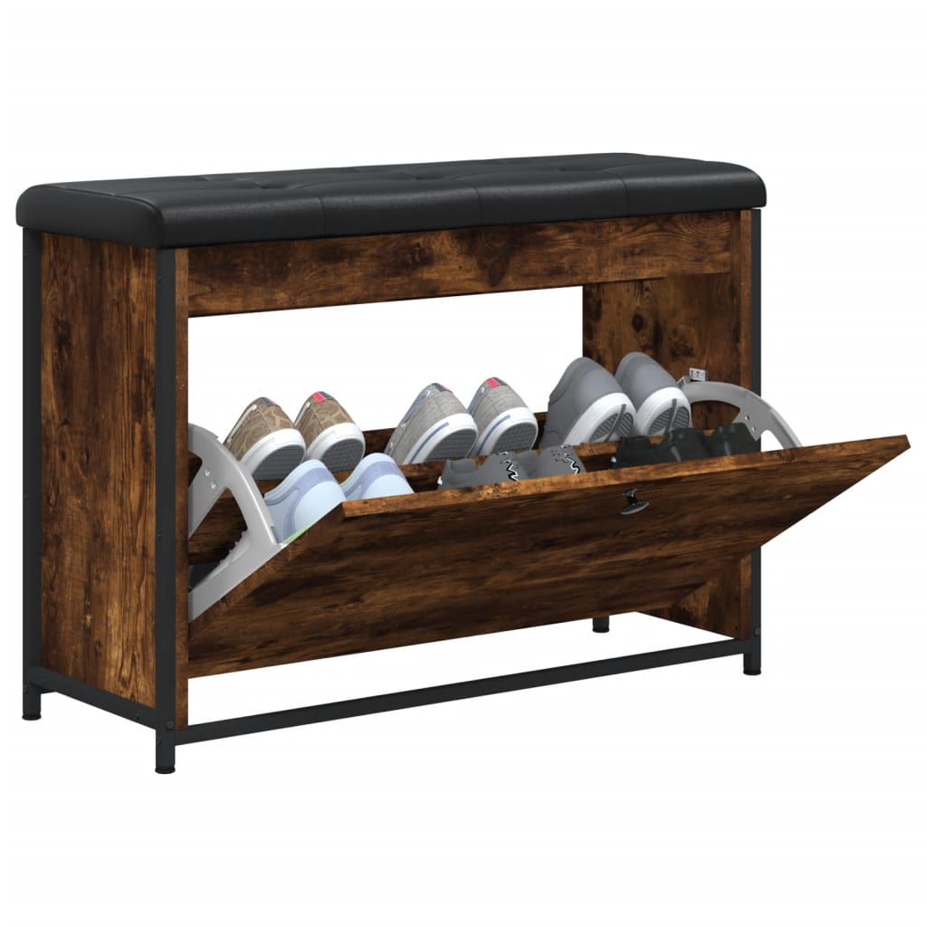 vidaXL Schoenenbankje met klaplade 62x32x56 cm zwart