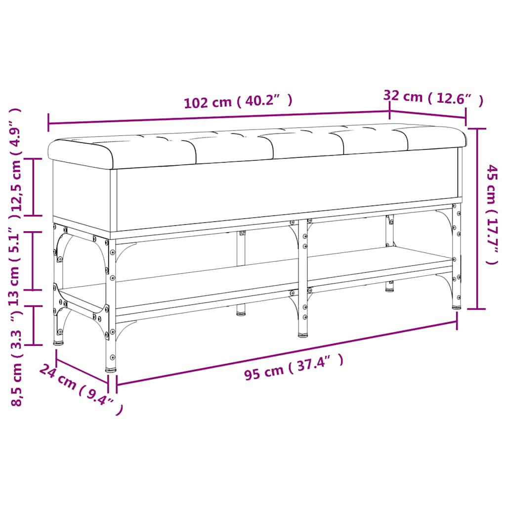 vidaXL Schoenenbank 82x32x45 cm bewerkt hout bruin eikenkleur