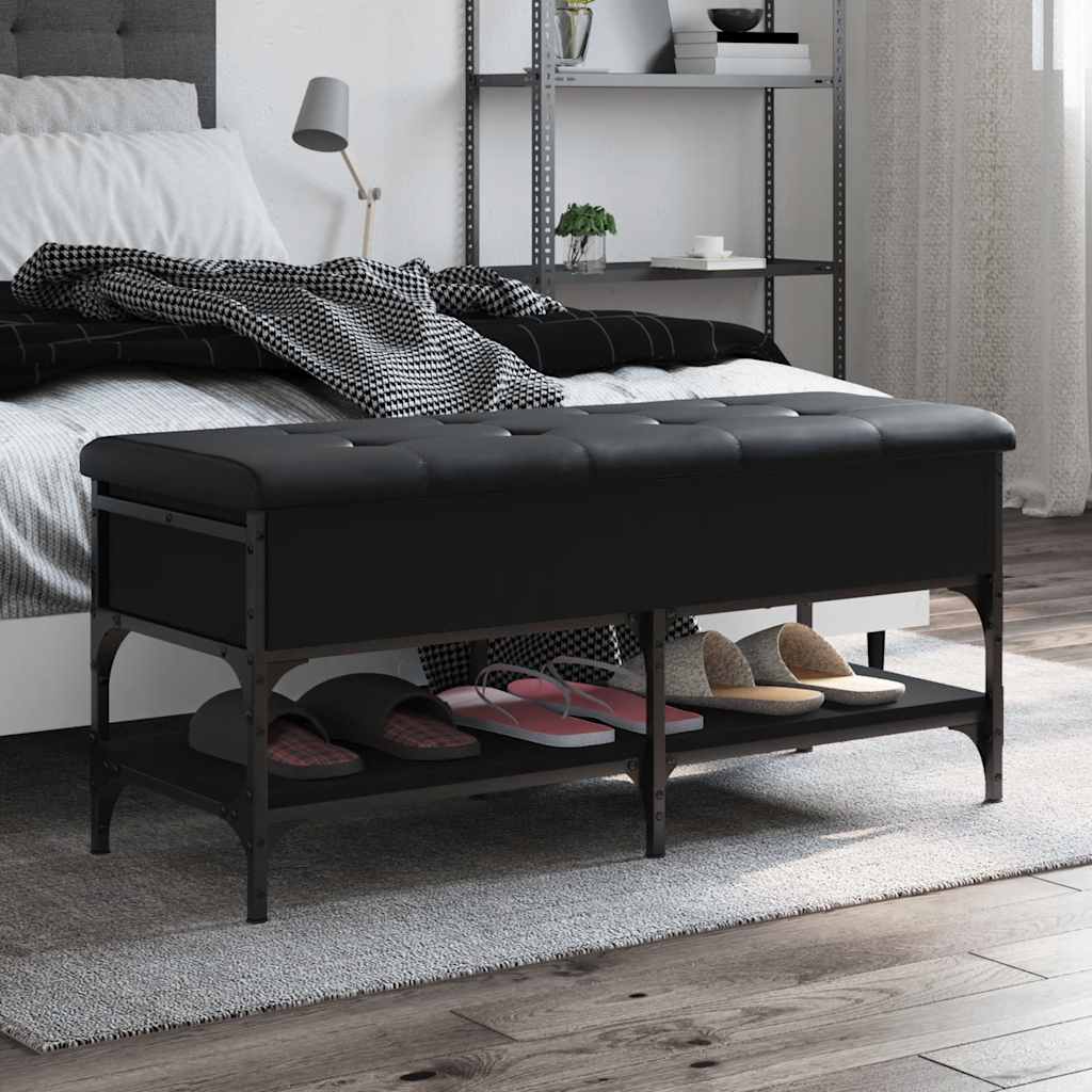 vidaXL Schoenenbank 42x42x45 cm bewerkt hout zwart