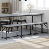 vidaXL Eetkamerbank 62x32x45 cm staal en stof lichtgrijs