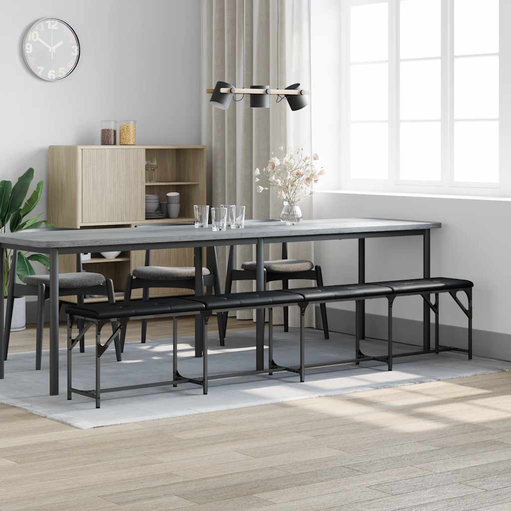 vidaXL Eetkamerbank 62x32x45 cm staal en stof lichtgrijs