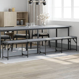 vidaXL Eetkamerbank 62x32x45 cm staal en stof lichtgrijs