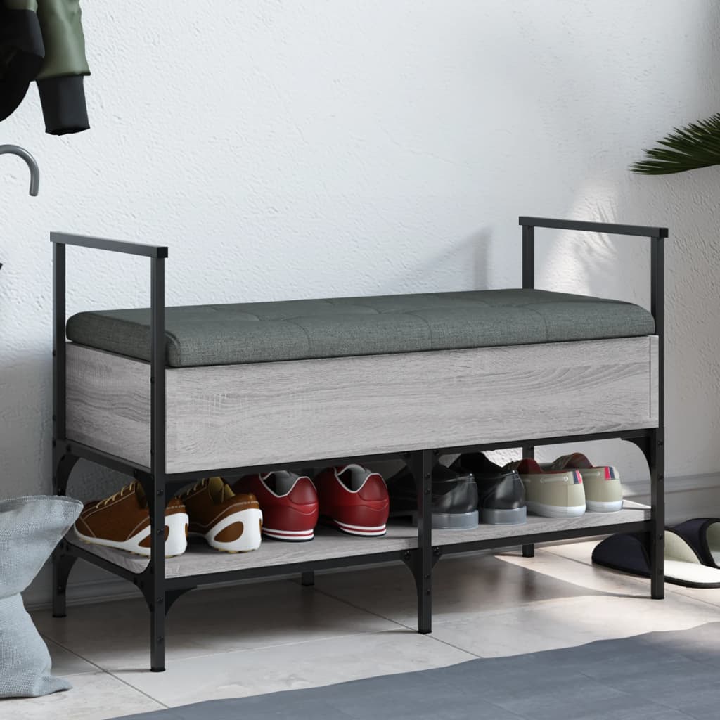 vidaXL Schoenenbank 85,5x42x57,5 cm bewerkt hout zwart