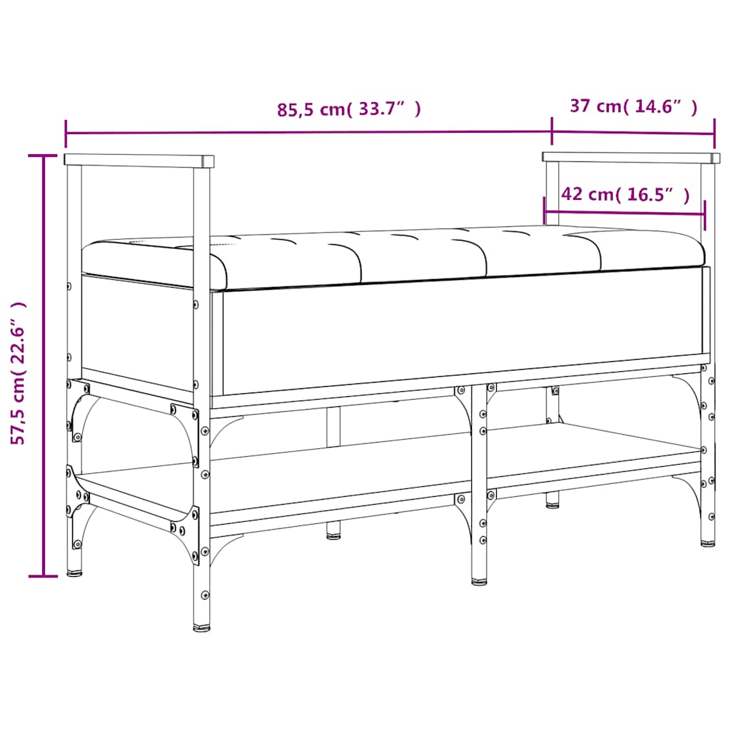 vidaXL Schoenenbank 85,5x42x57,5 cm bewerkt hout zwart