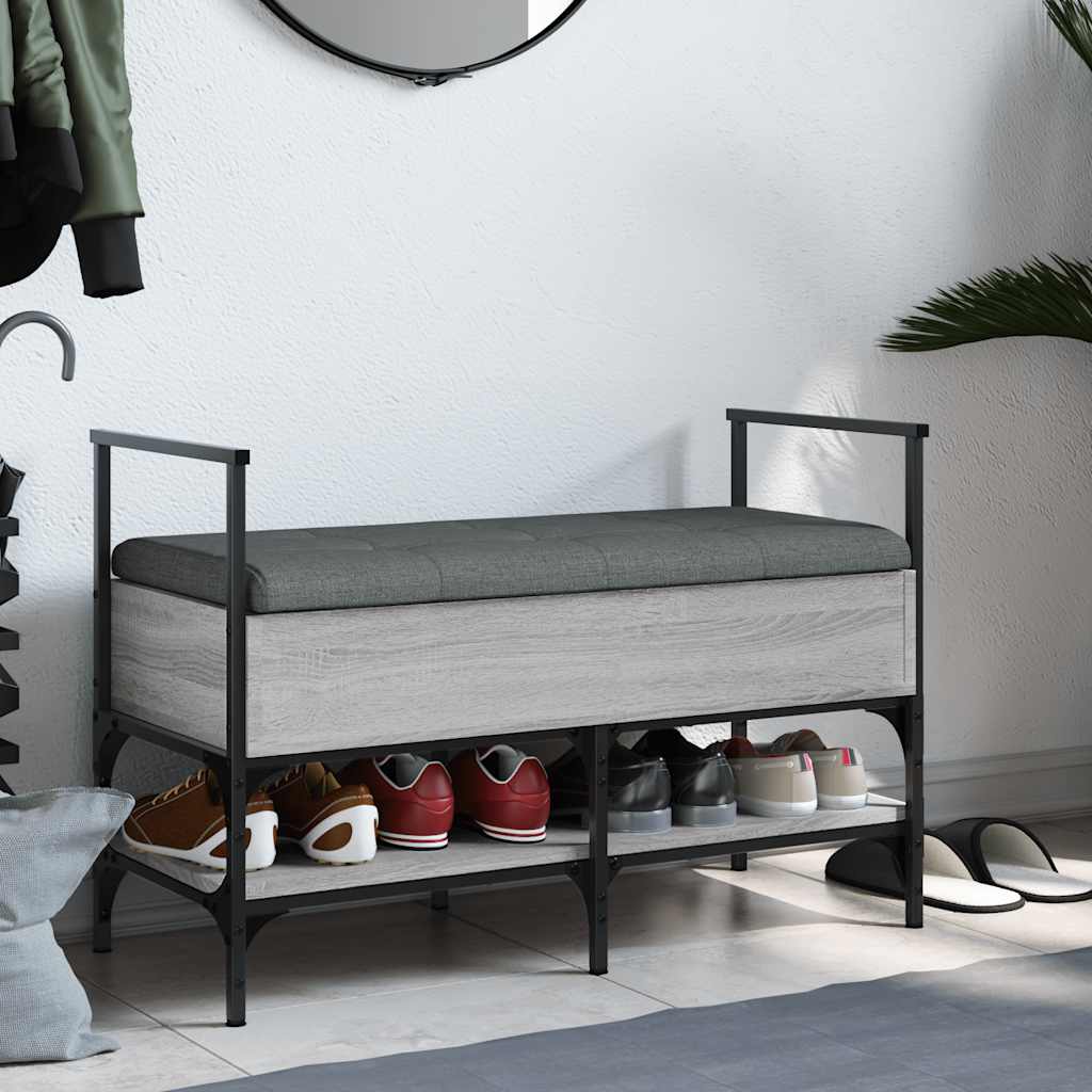 vidaXL Schoenenbank 85,5x42x57,5 cm bewerkt hout zwart