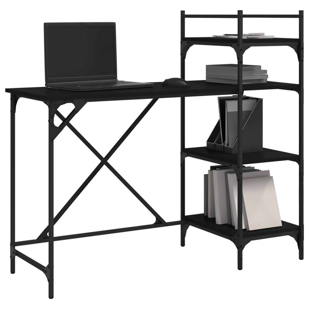 vidaXL Computer Desk with Shelves 120x47x109 cm Black
