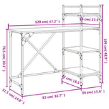 vidaXL Computer Desk with Shelves 120x47x109 cm Black