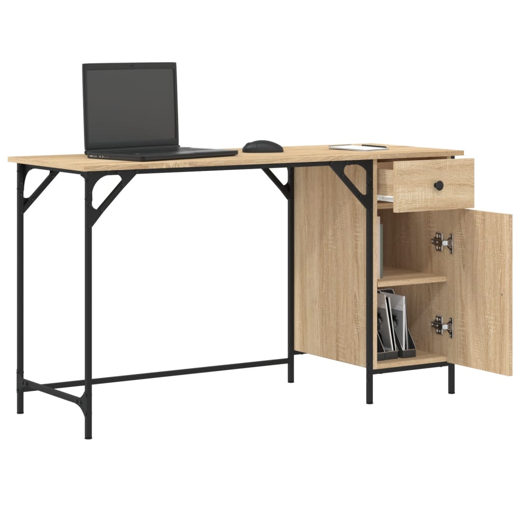 vidaXL Computerbureau 131x48x75 cm bewerkt hout zwart