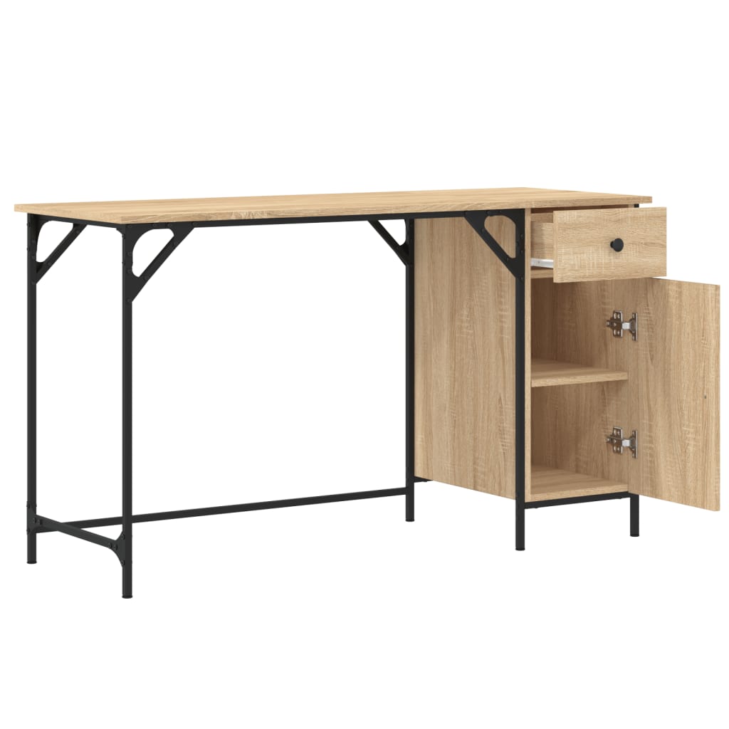 vidaXL Computerbureau 131x48x75 cm bewerkt hout zwart