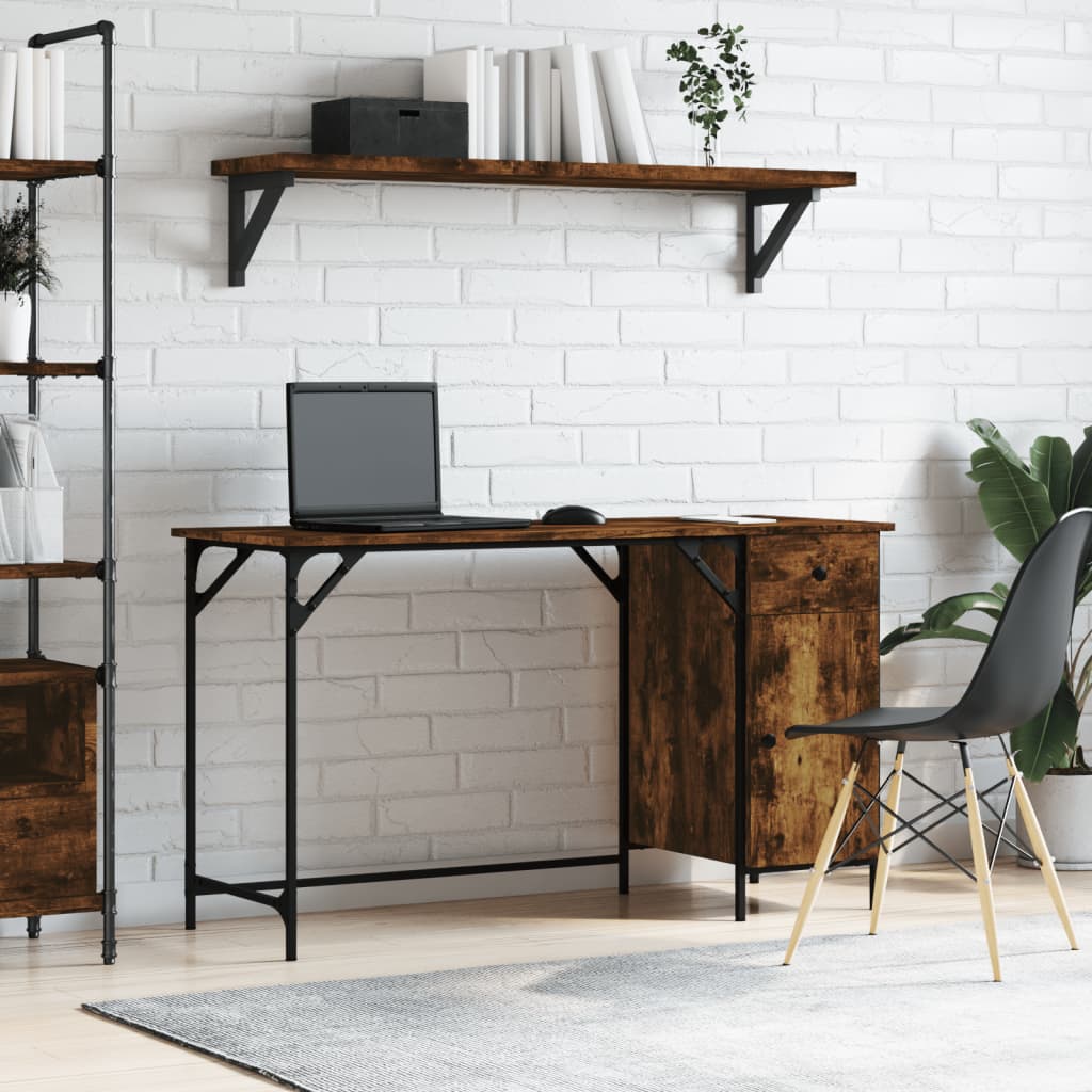 vidaXL Computerbureau 131x48x75 cm bewerkt hout zwart